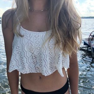 CUTE OFF WHITE LACE SWIM TOP!!!!!!!!